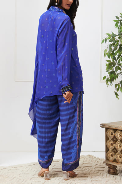 Soup by Sougat Paul Blue motif print and embroidery co-ords SSPNOV23DP224