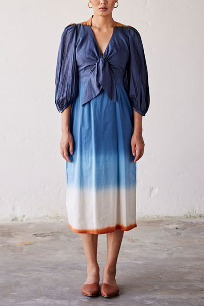 Blue ombre dip-dyed dress