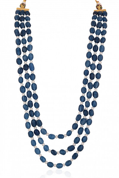 Blue pearl and bead layered necklace