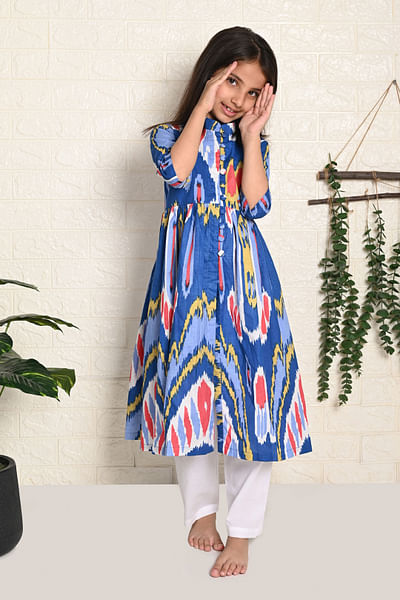 Blue printed kurta set