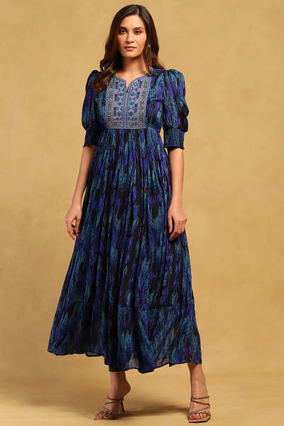 Blue printed maxi dress