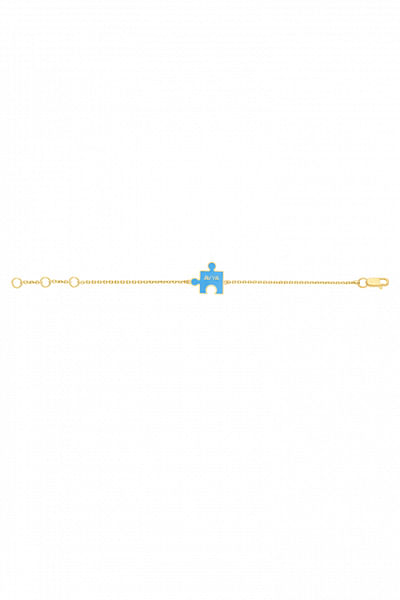 Blue puzzle enamel chain bracelet