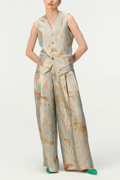 Blue rainforest print palazzo