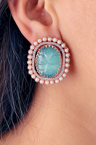Blue semi-precious stone stud earrings