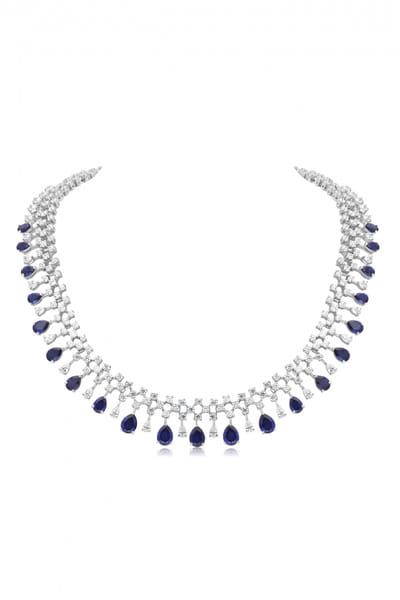 Blue Swarovski zirconia studded necklace