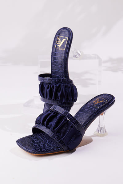 Blue textured transparent heels