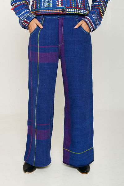 Blue woven cotton pants