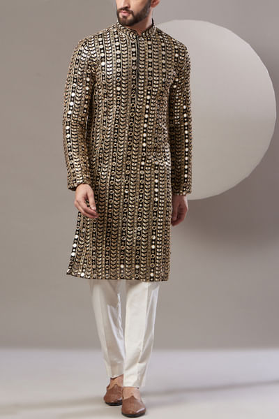 Blue zari embroidered kurta