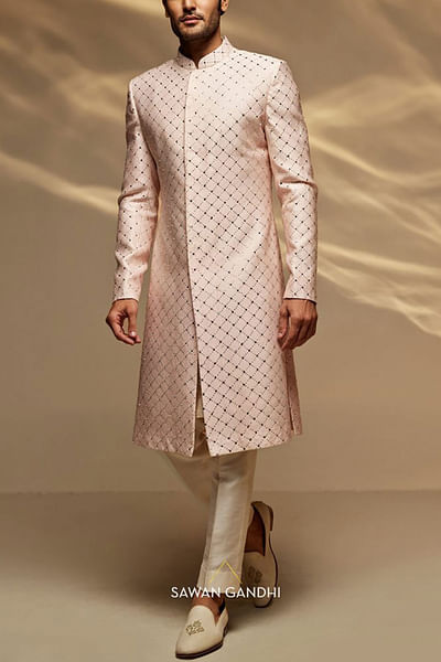 Blush pink embellished sherwani