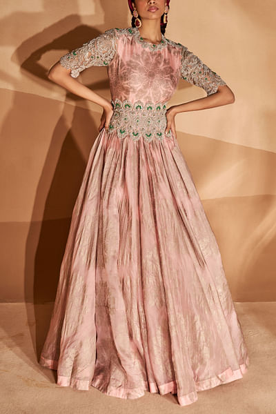 Blush pink embroidered anarkali gown