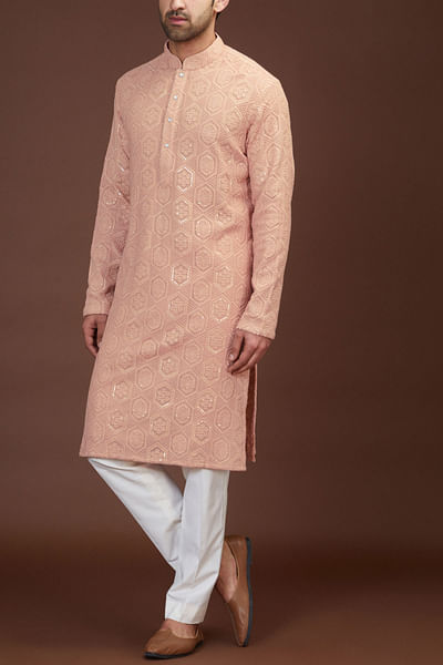 Blush pink embroidered kurta