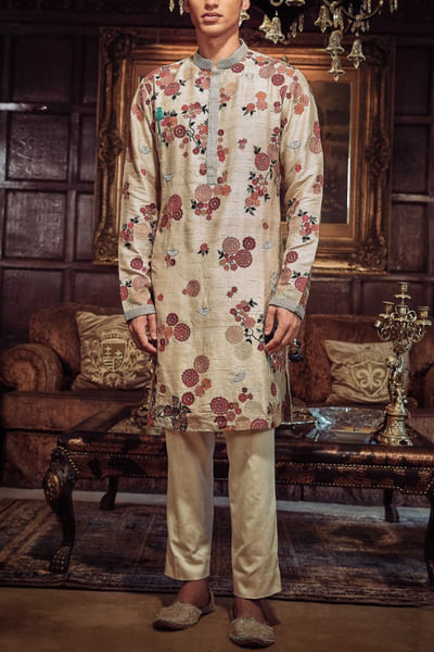 Champagne embroidered jacket set