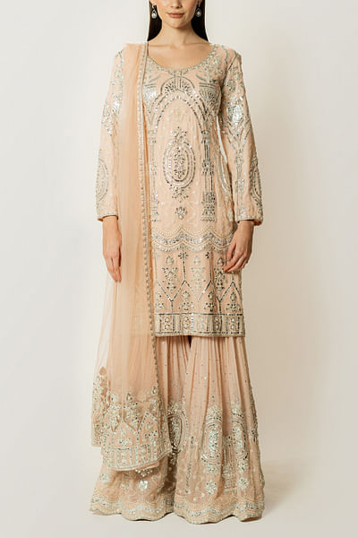Blush pink gota and sequin embroidery gharara set