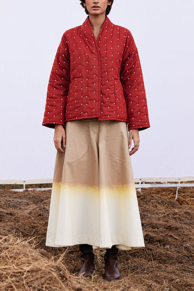 Brick red quilted jacket
