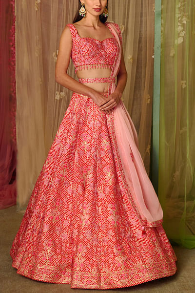 Bright pink embroidered lehenga set
