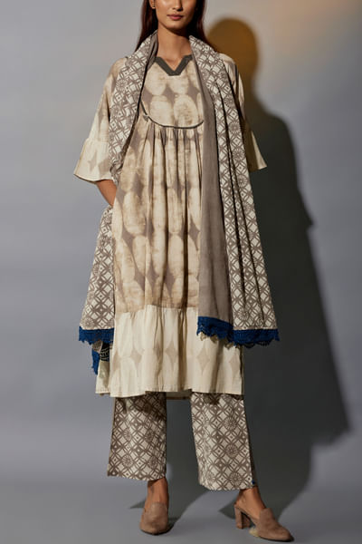 Brown block print co-ord set
