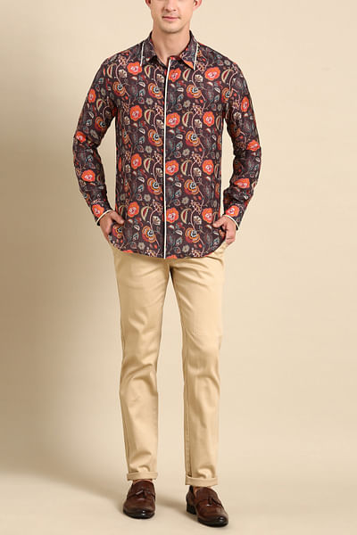 Brown digital print shirt