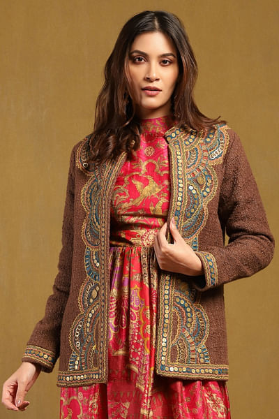 Brown embellished jacket