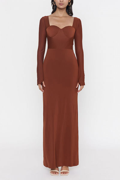 Brown full-sleeved gown