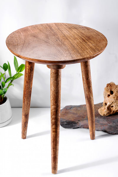 Brown mango wood detachable legs stool