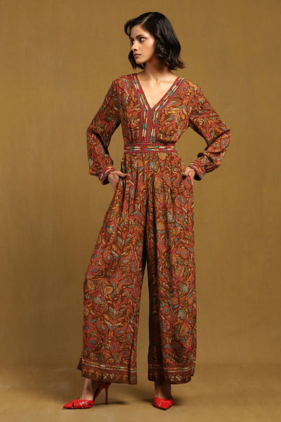 Brown printed jumpsuit