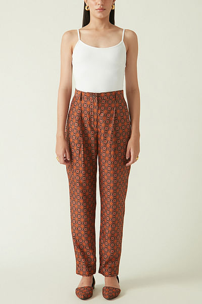 Brown printed pants