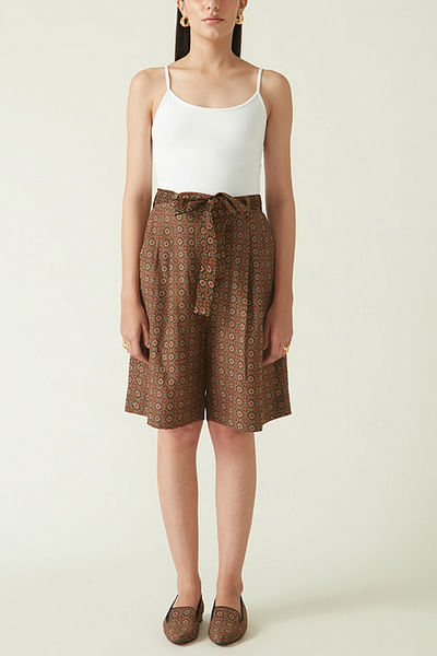 Brown printed shorts