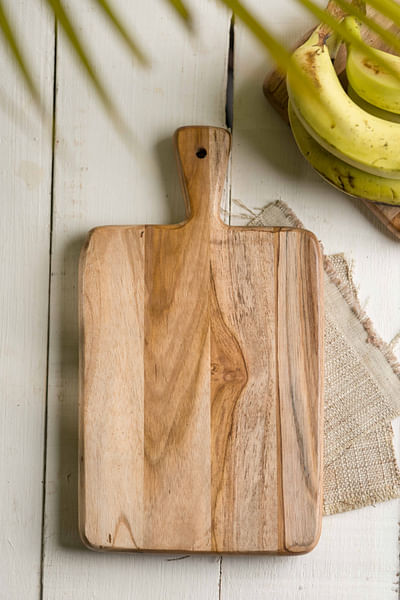 Brown teak wood rectangular chopping board
