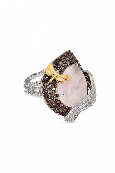 Brown two-tone cubic zirconia ring