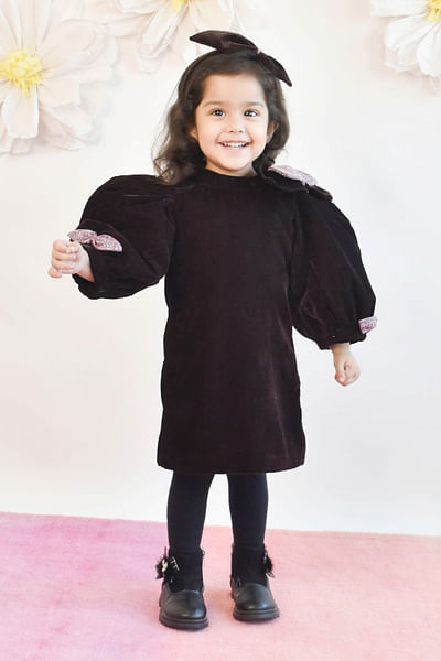 Brown velvet dress