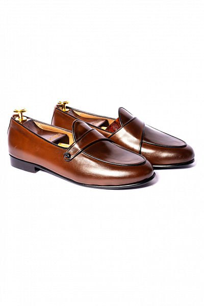 Brushed brown monk loafers