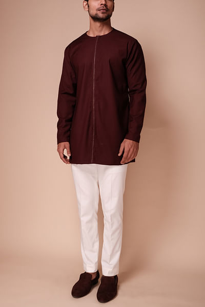Burgundy terry rayon kurta set