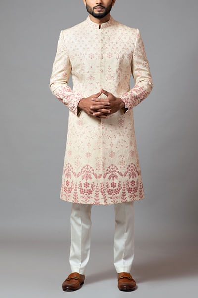 Champagne embroidered sherwani set
