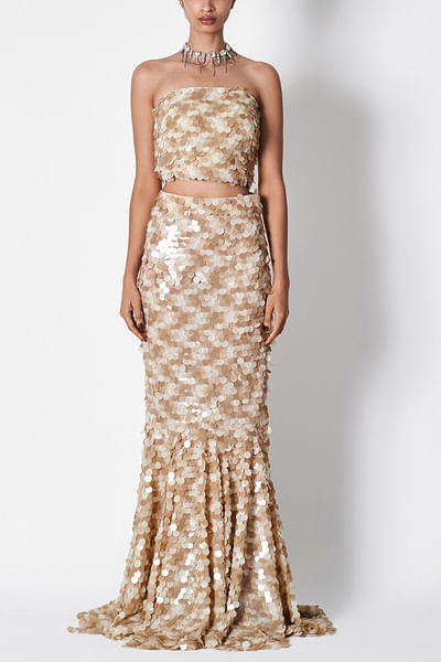 Champagne zig-zag sequinned mermaid skirt