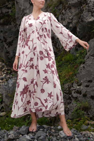 Cherrywood and almond floral print maxi dress