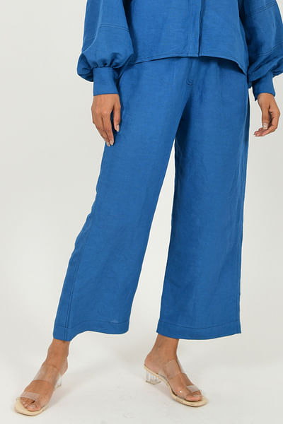 Classic blue dyed linen pants