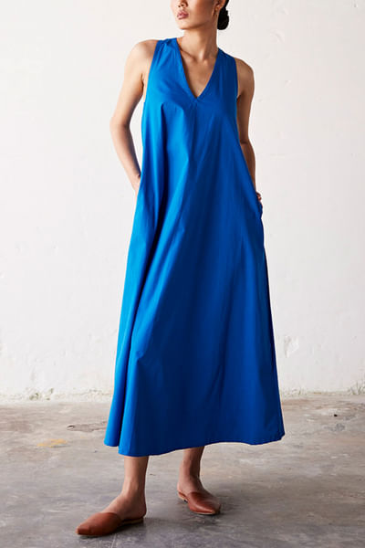Cobalt blue V-neck dress