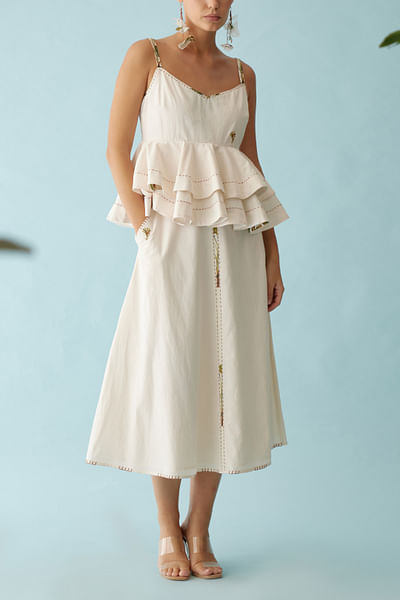Cream A-line cotton skirt