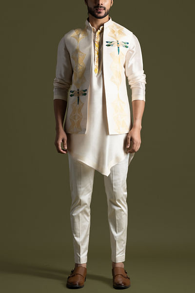 Cream Nehru jacket and kurta set