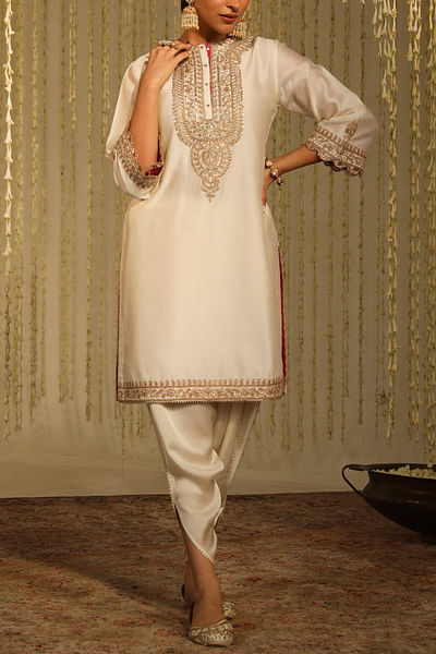 Daisy ivory kiran dori embroidery kurta set
