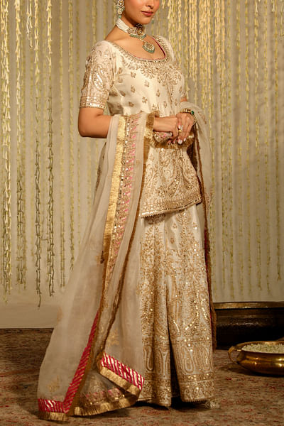 Daisy ivory paisley embroidery sharara set