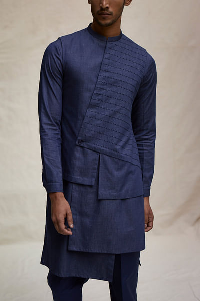 Dark blue asymmetric bandi set