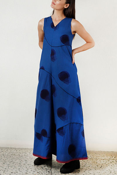 Dark blue printed jumpsuit