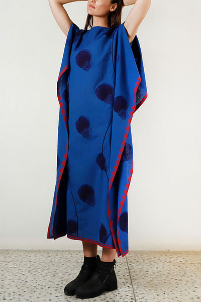 Dark blue printed kaftan