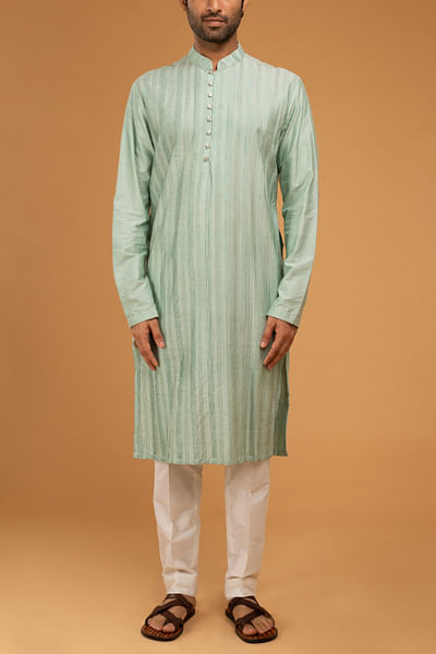 Dark mint pintuck detail kurta set