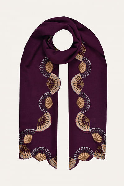 Dark purple embroidered wrap