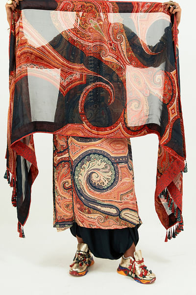 Deep teal artsy print dupatta