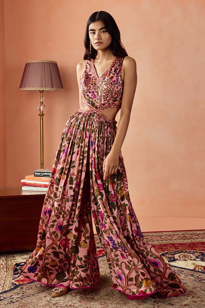 Dusky pink floral printed jumpsuit