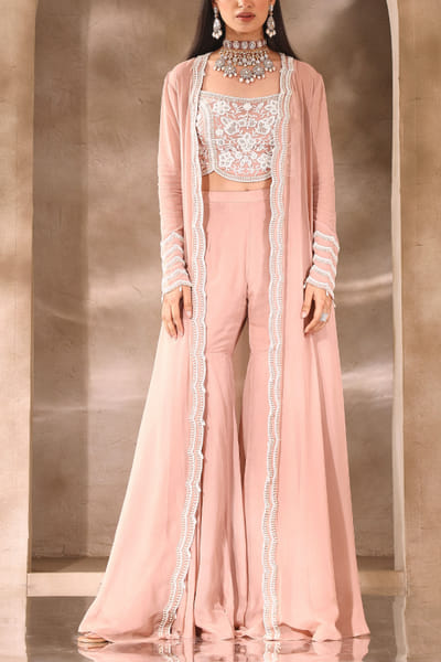 Dusty pink embellished gharara set