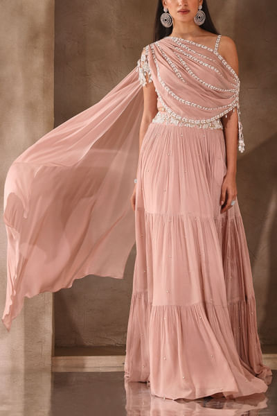 Dusty pink embellished lehenga set